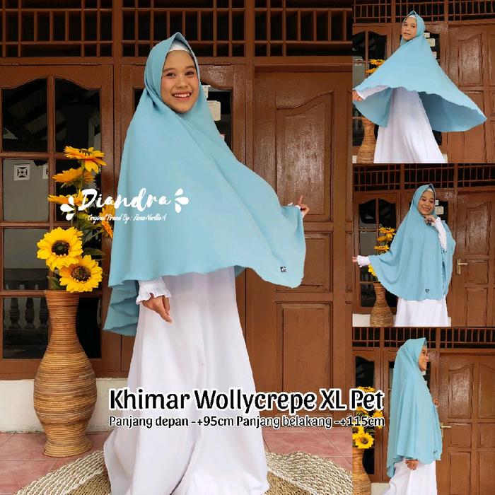 DIANDRA HIJAB|Khimar Wollycrepe Jilbab Wollycrepe Pet Antem Size XL Dewasa Jumbo Syari Murah