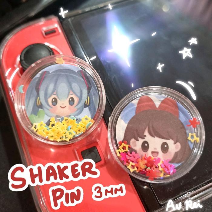 Glitter shaker pin | kiki delivery ghibli| hastune miku vocaloid | cute merch by au rei