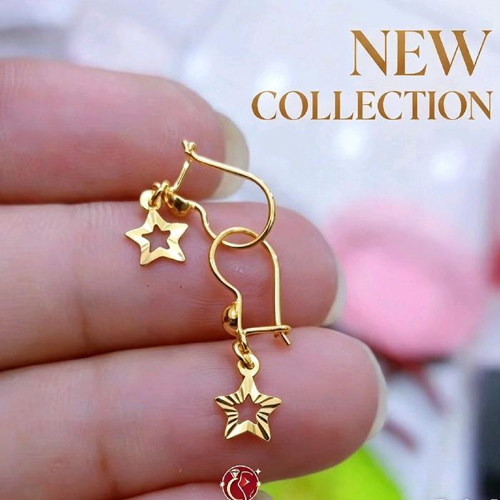anting kait bintang lapis emas