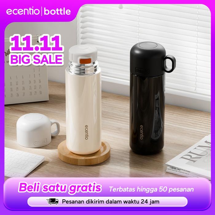 [11 BIG SALE] Ecentio 2in1 Botol Minum Tumbler Stainless Aesthetic Tumblr Hot & Cold 500ml Termos St