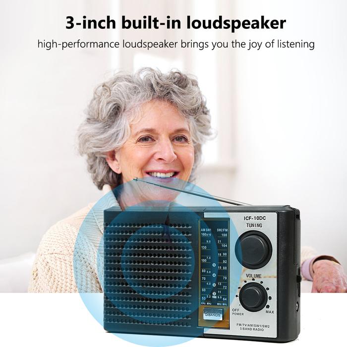 Radio Cuaca AM/FM/TV/SW Tuner Digital Stereo Portabel Radio Band