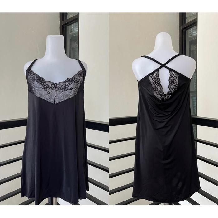 St.Yves LINGERIE DRESS HITAM SIZE M L XL DASTER TIDUR WANITA