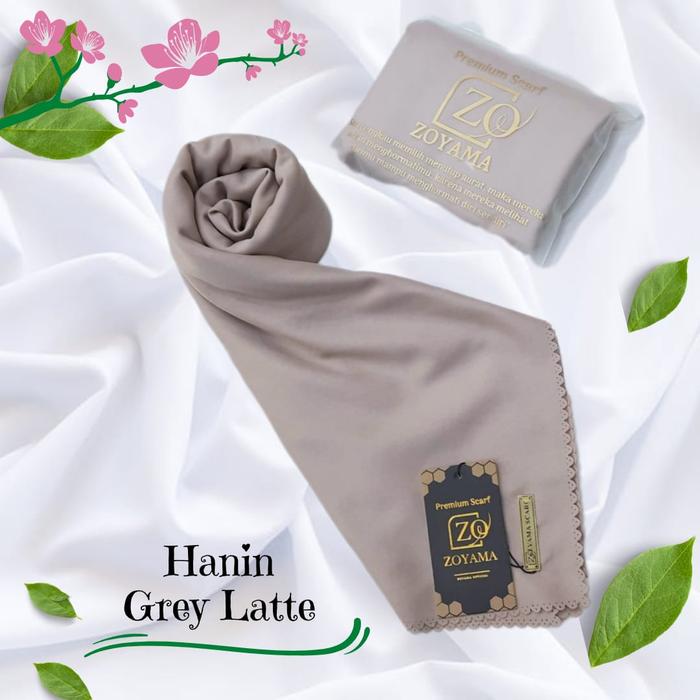 ZOYAMA Hanin - Hijab Grey Latte - Jilbab Segiempat - Voal Syari - Muslim - Square