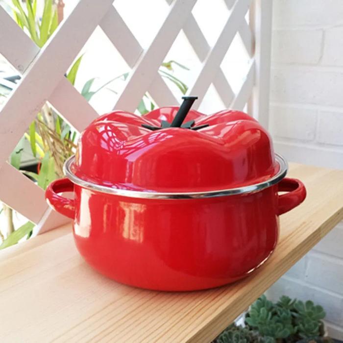 1.7L/2.5L Porcelain Enameled Saucepan Red Tomato Pot For Cooking