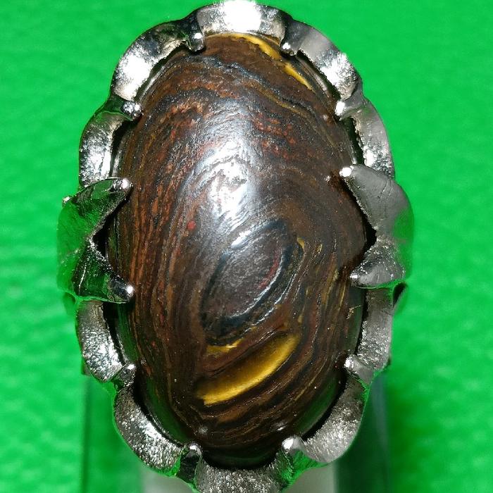 akik badar besi motif bungkem tembus nempel magnet original