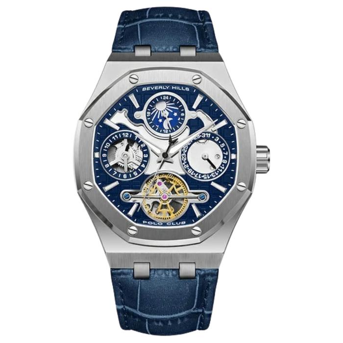 Jam Tangan Beverly Hills Polo Club BP3787X.399 Automatic Blue Leather Strap