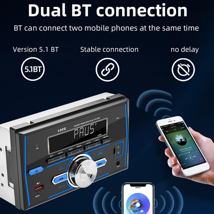 New 2 Din Car Radio Bluetooth MP3 Player With 7 Colorful Lights FM