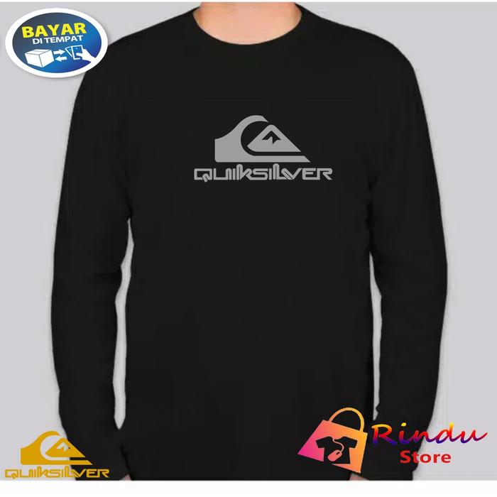 Kaos  distro/ Premium Lengan Panjang "Quiksilver" Silver /Pria Wanita