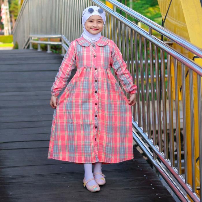 Baju Muslimah Anak Perempuan / Baju Gamis Anak Bahan Katun Flanel Ukuran 4th 5th 6th 7th 8th 9th 10t