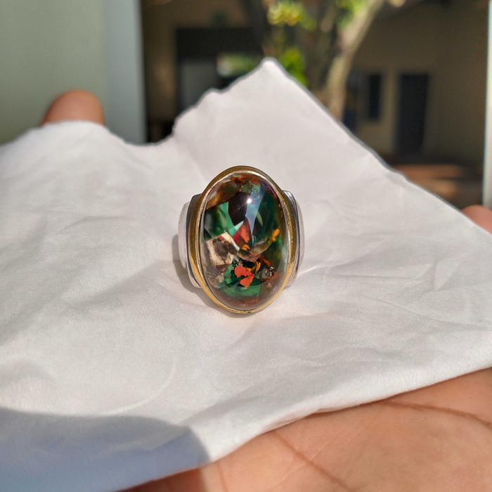 CINCIN BATU AKIK ASLI NATURAL 100% GARUT PANCAWARNA MARSIH - BGT019