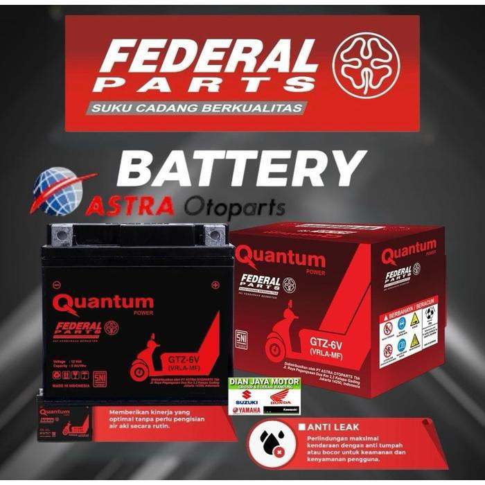 FEDERAL ACCU AKI MOTOR ASTRA GTZ6V 12V 5 AH VARIO 125 VARIO 150 PCX ADV NMAX NEW AEROX NEW SATRIA FU
