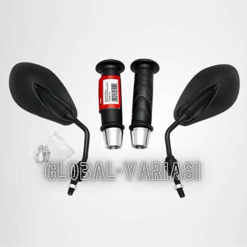 PAKET PROMO Spion X1 125z plus handgrip honda+bandul jalu stang chrome pcx universal semua motor