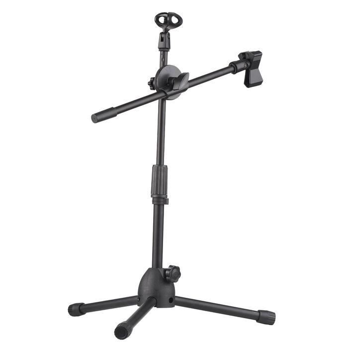 Dual Purpose Microphone Tripod Stand with 2 Mic Clips Adjustable Mic
