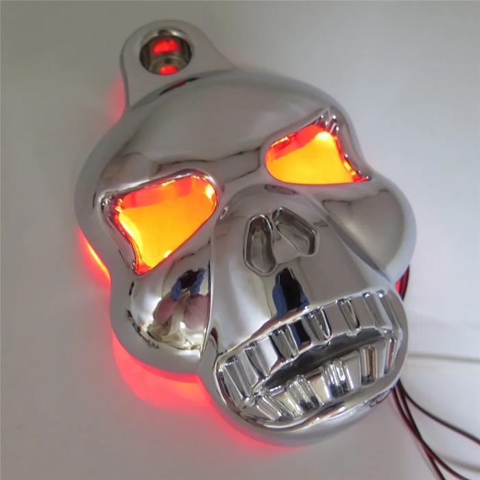 Motorcycle Skull Horn Cover for Harley Davidson Sportster Softail Big Twins V-Rods Stock Cowbell 199