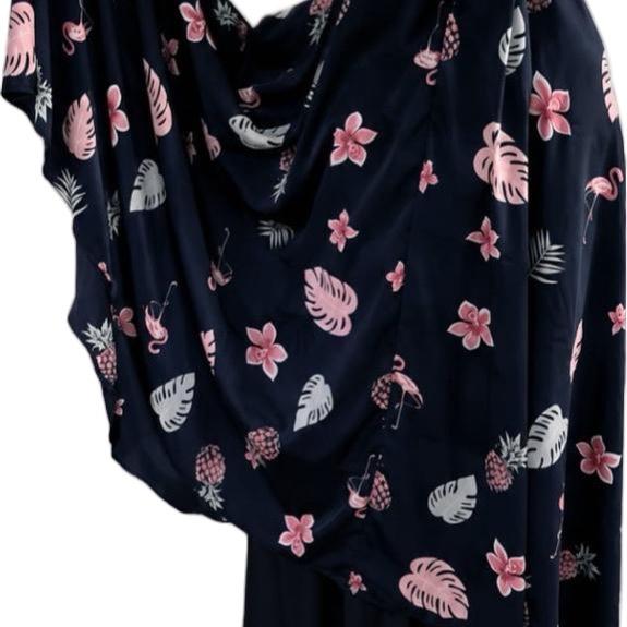Adera Mukena Premium Tampil Elegan dengan Desain Modern Kombinasi Daun Bunga dan Flamingo Nuansa Can