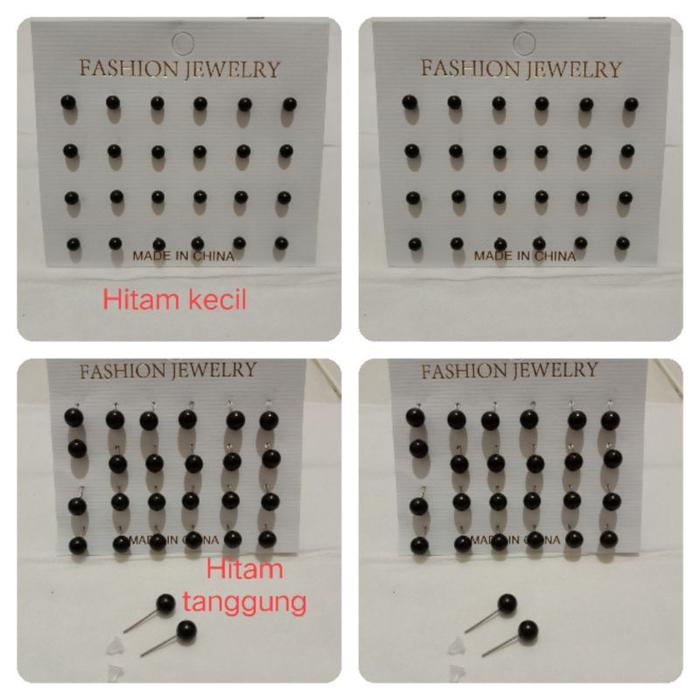 Anting Giwang Mutiara Hitam Titanium 24Pcs
