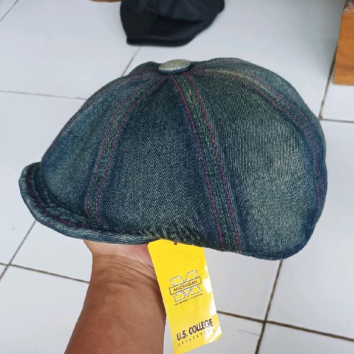 topi newsboy michigan denim