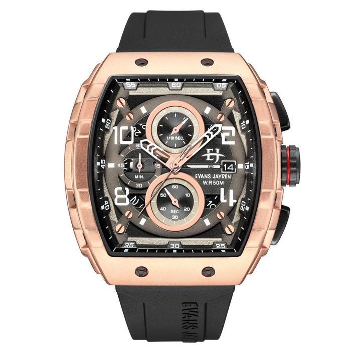 Buy 1 Get 1 !!! Jam tangan Evans Jayden Jam Tangan Pria 9554-2 Rubber Kaca Sapphire Chronograph Wate