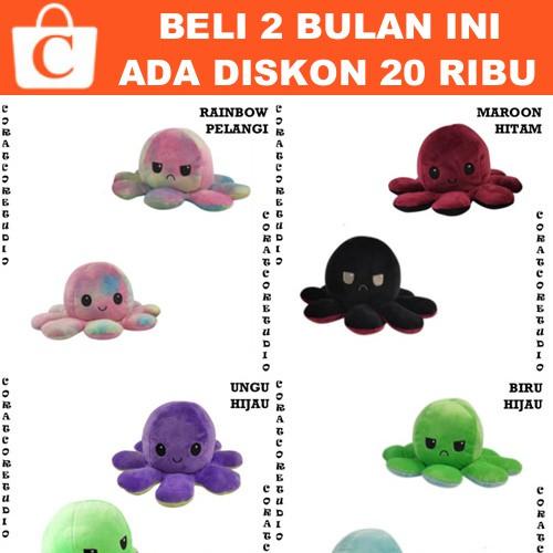 SIAP KIRIM BONEKA GURITA OCTOPUS DOLL REVERSIBLE MOOD WARNA WARNI VIRAL TREND COTTON BALL INDONESIA 