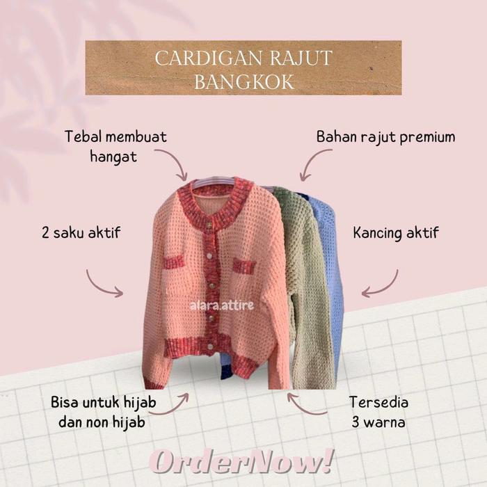 CARDIGAN RAJUT LENGAN BALON, IMPORT BANGKOK
