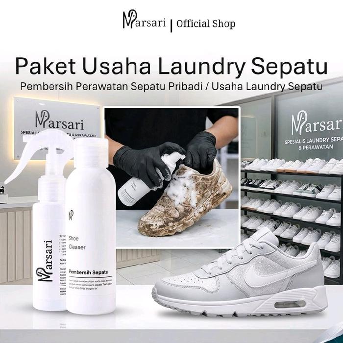 Marsari Paket Usaha Laundry Sepatu 100ml & Pembersih Pribadi Tanpa Air untuk Sepatu Tas Helm Koper T