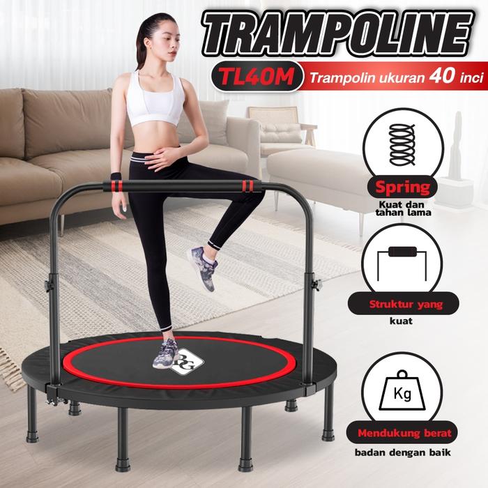 HTD Sport Trampoline Dewasa KUAT HINGGA 200KG Alat Gym Lompat Trampolin Elastis Indoor&Outdoor