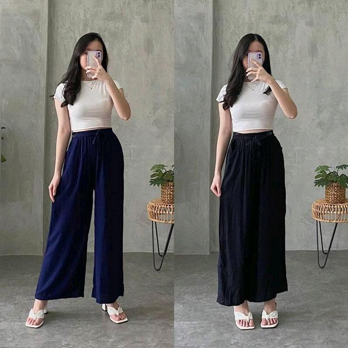 [PAKET HEMAT] Celana Kulot Wanita Polos Bahan Rayon Twill Premium Mix Variasi Random Bahan Adem Nyam
