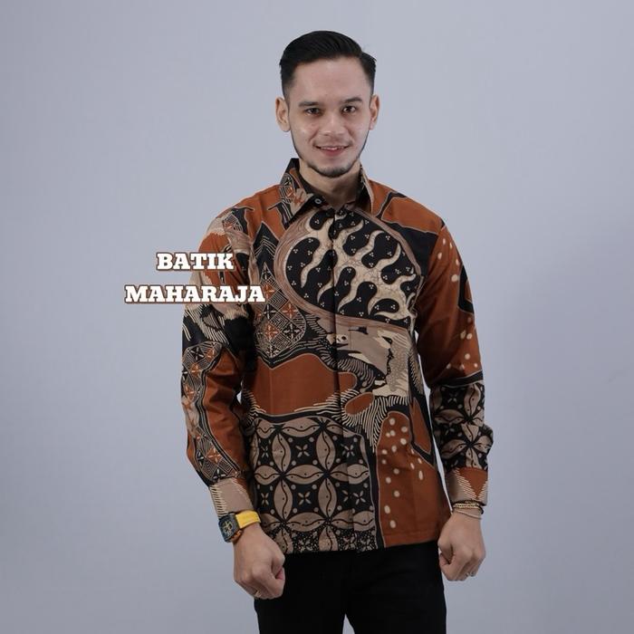 BRAHMA Kemeja Batik Pria perpaduan 4 warna Coklat, Cream, Hitam dan Mocca tampilan MEWAH dan MENAWAN