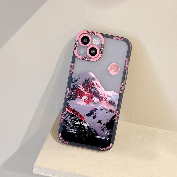Case Iphone 11 13 14 Elegant Aesthetic Mountain Snow Protective Cover
