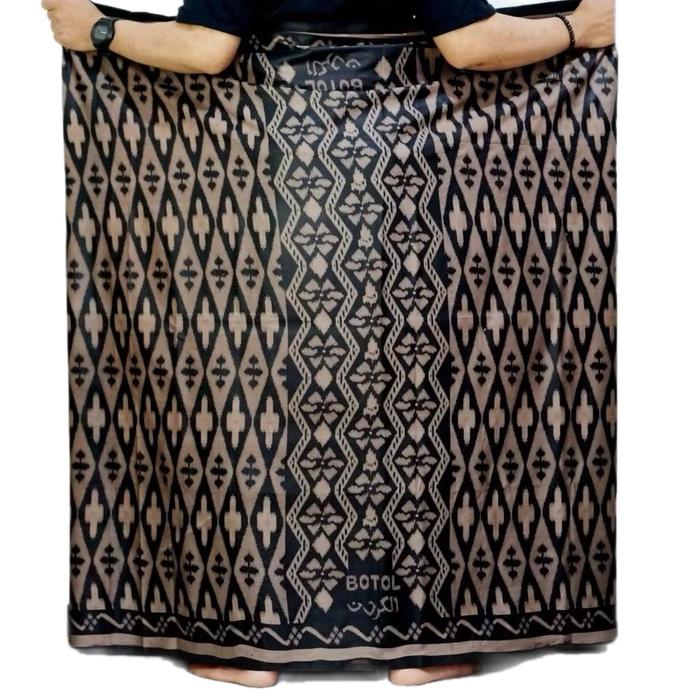 Sarung Goyor Babagaf Motif Ardan Botol ATBM Pria Jumbo Bahan Rayon Super Adem - Hitam - Dewasa, Katu