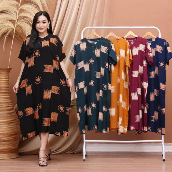 Daster Jumbo Kencana Ungu Batik Busui LD 120 - Daster Rayon Murah Kekinian