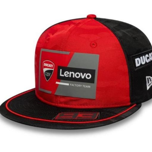 Topi Marc Marquez Ducati Lenovo Team 2025 – Custom Bordir Nama & Logo