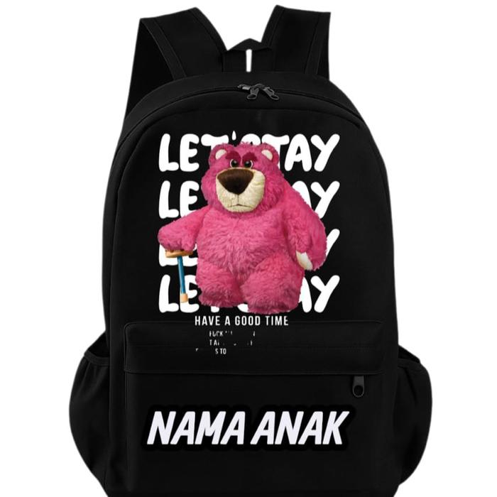 Tas Ransel Anak Sekolah Motif Karakter Lucu dengan Desain 'Let Stay' dan 'Have a Good Time' untuk Na