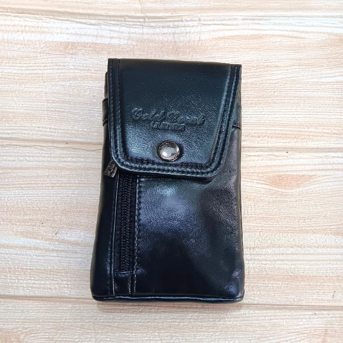 tas hp kulit import hitam tipis