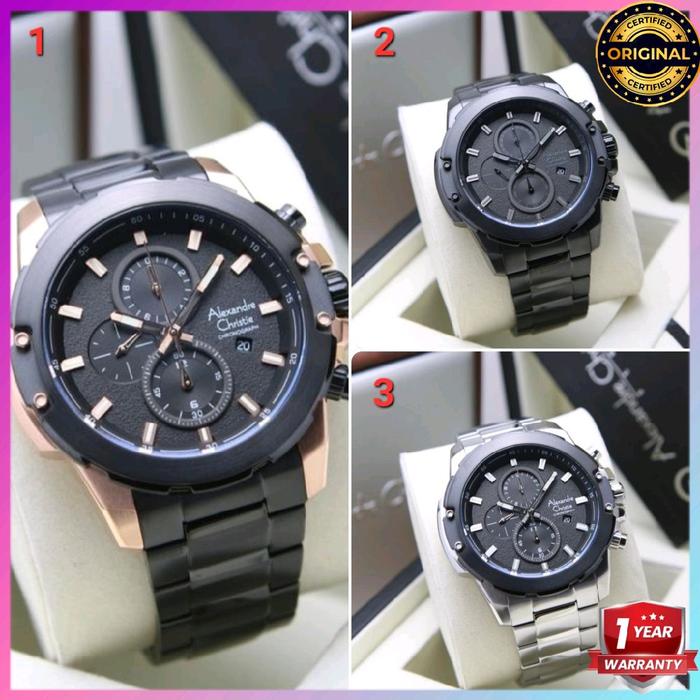 WOTI ORIGINAL GARANSI RESMI 1 TAHUN JAM TANGAN PRIA ALEXANDRE CHRISTIE CHRONOGRAPH COWOK RANTAI STAI