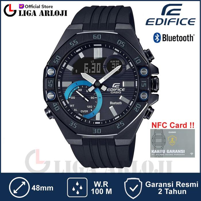 Casio EDIFICE ECB-10PB-1ADF Jam Tangan Pria Rubber Bluetooth Hitam ECB10PB ECB10 ECB-10PB-1A