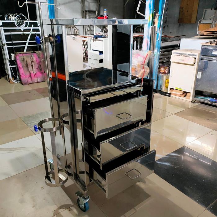 Trolley Emergency untuk Rumah Sakit dengan Tiang infus