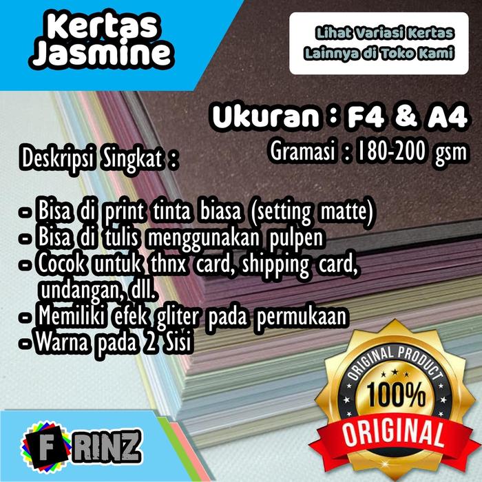 Kertas Jasmine Paper Flower F4 A4 / Jasmin Kristal Glitter High Quality 180 - 200 Gsm