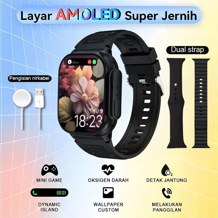【Garansi Kualitas】【Game】【Pulau Dinamis】Smartwatch Canggih Layar Besar 2,19''|Deteksi Detak Jantung &