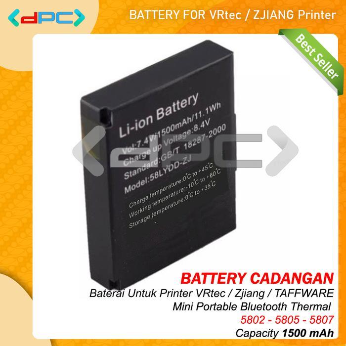 Battery Printer Bluetooth Thermal Zjiang - Taffware 5805 5802 5807