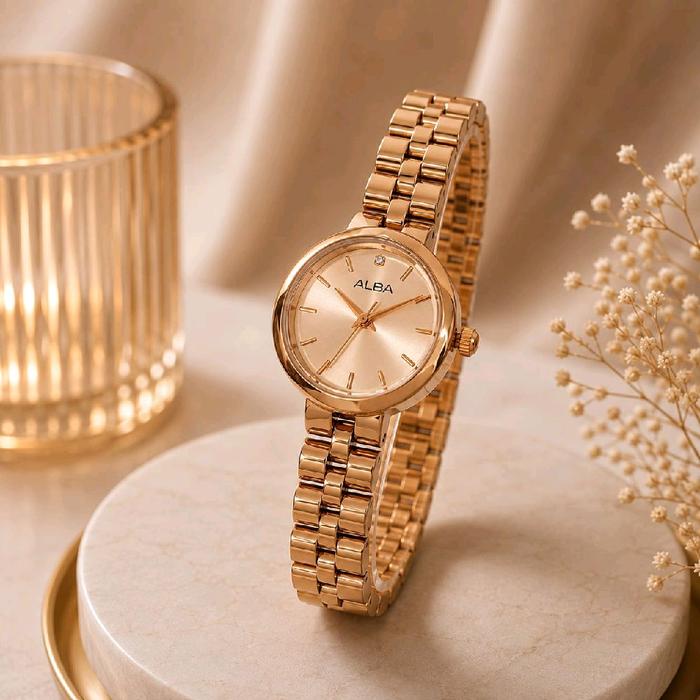 ALBA Jam Tangan Wanita Elegan dengan Desain Mewah dan Tali Emas