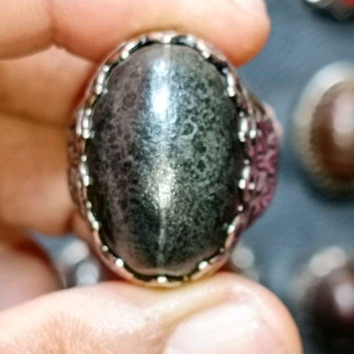 cincin batu akik badar besi nempel magnet kendit tembus bawah natural