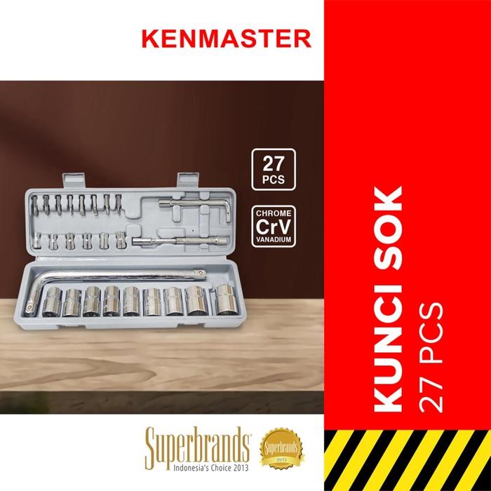 Kenmaster 27 Pcs Kunci Sok Set / Socket L Set 27Pcs | 8-21mm Shok Kit