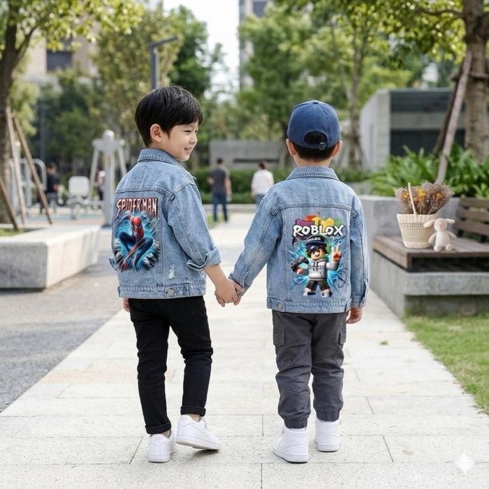 Faris Collection Jaket Jeans dengan Desain Sabon Baru Untuk Anak Cowok Cewek