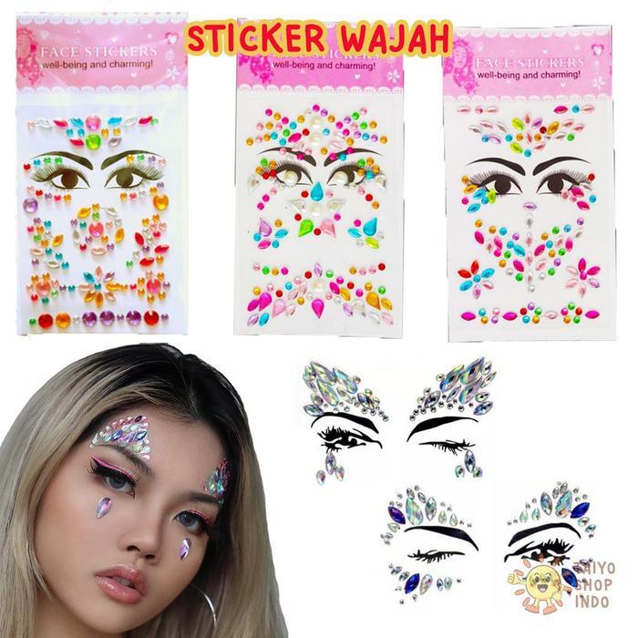 BERMUTU TAIYO Sticker Wajah Anak Diamond Timbul Aksesoris Fashion Face Sticker Gems Crystal Make Up