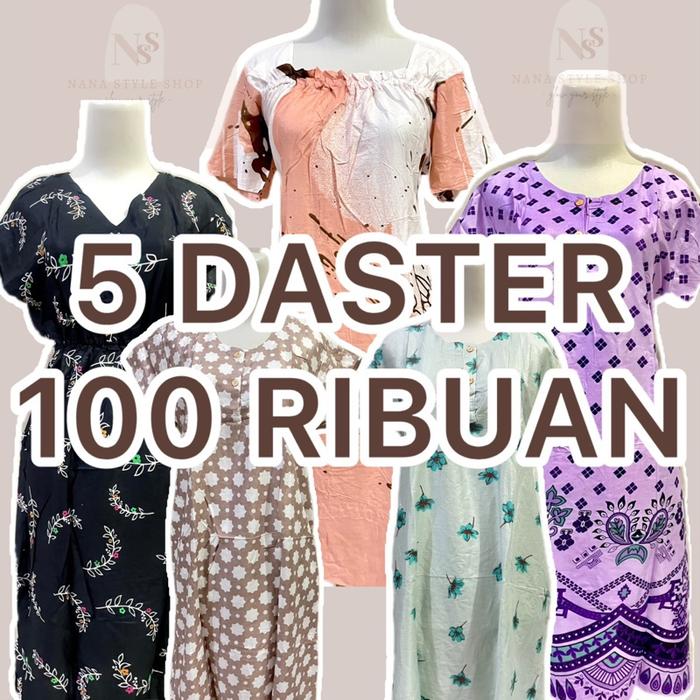 GROSIR PAKET USAHA 5pcs DASTER VIRAL BAHAN RAYON - Baju Tidur Wanita Motif kekinian ada saku dan Kan