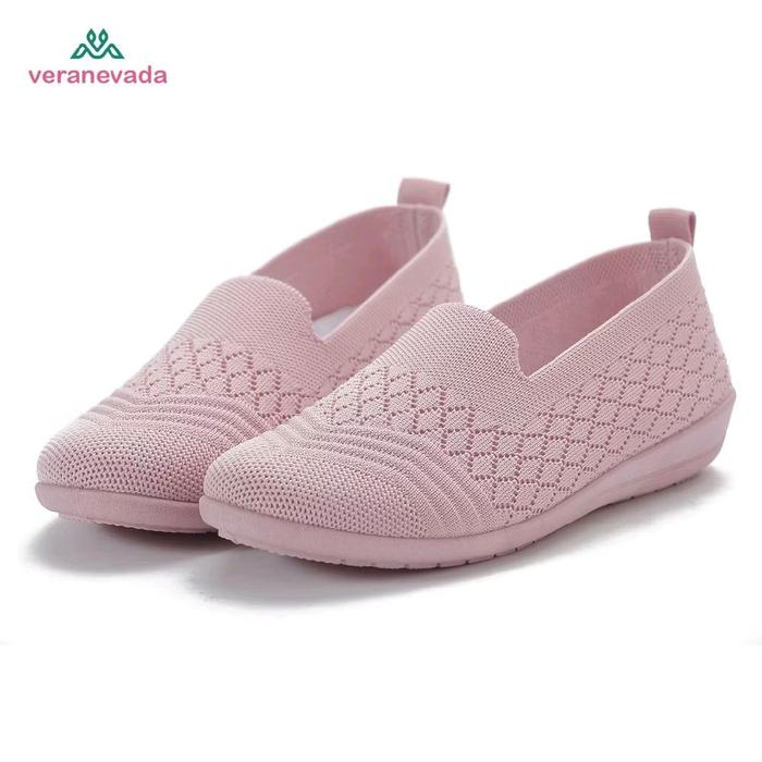 Vera Nevada Sepatu Flat Slip On Wanita A24 Kanvas Elastis Nyaman & Praktis Tinggi Sole 2.5 cm 36-40 