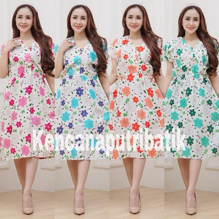 Daster Manohara Jumbo Ld 120 pb 110 Busui Kancing 2 Pinggang karet  Dress Pendek Wanita Rayon