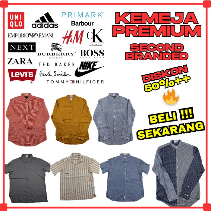 Kemeja Pria Casual Second Branded Uniqlo, H&M, Crocodile, Zara Man dll