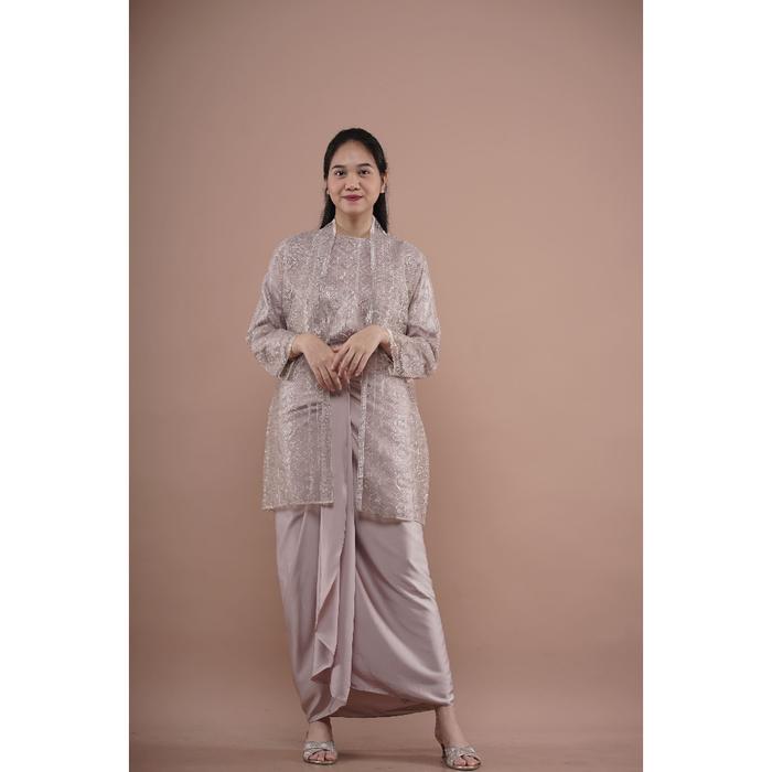 Setelan 3 in 1 Outer Organza Rok Pola (Ameena) lilit Silk Wanita Muslim